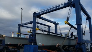 Water taxi arriving at Crocker's Boat Yard in New London